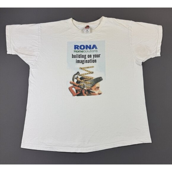 Rare Vintage RONA Home Solutions Renovation Construction Promo Shirt White XL - Picture 1 of 10